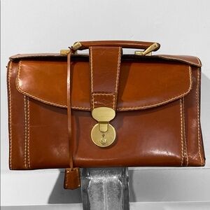 Brown Leather Tote with Structured Design and Top Handle